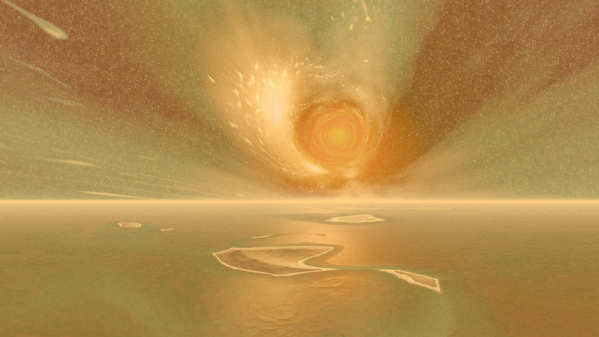 Красная дыра над океаном обои