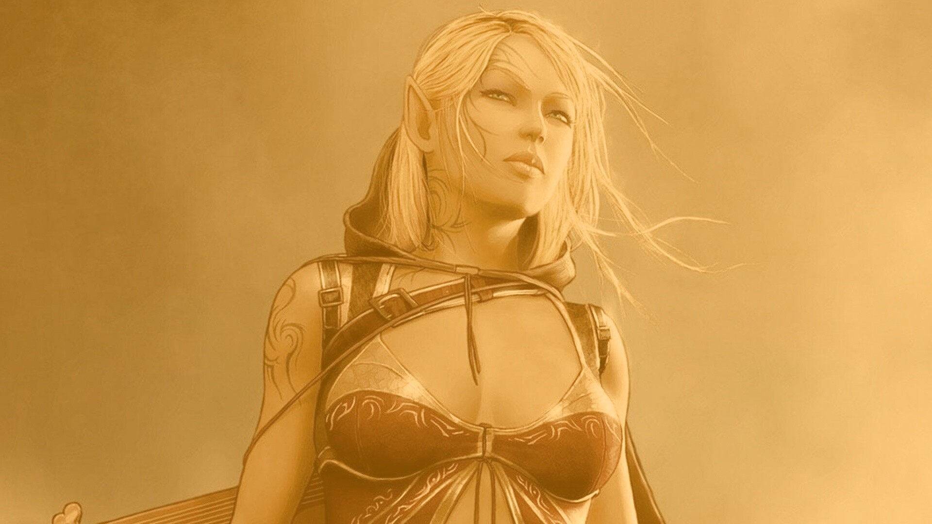 Эльфийка с мечем обои