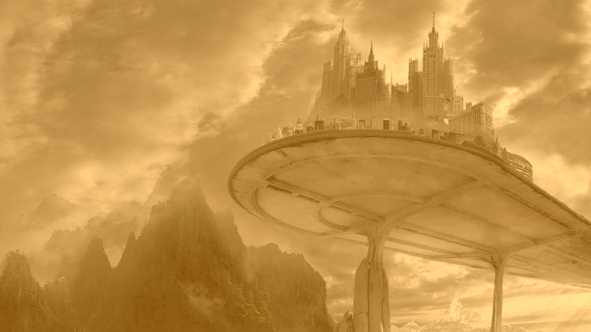 Город на вершине скал обои