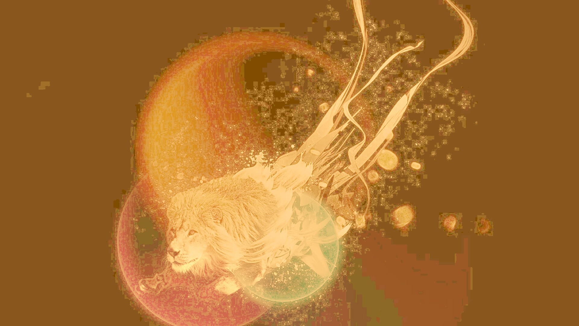 Лев в абстарктой фигне обои