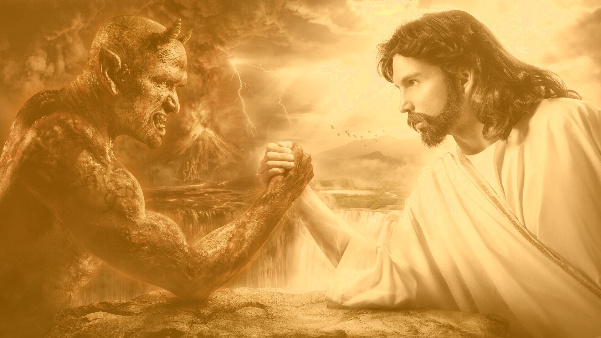 Дьявол против Бога обои