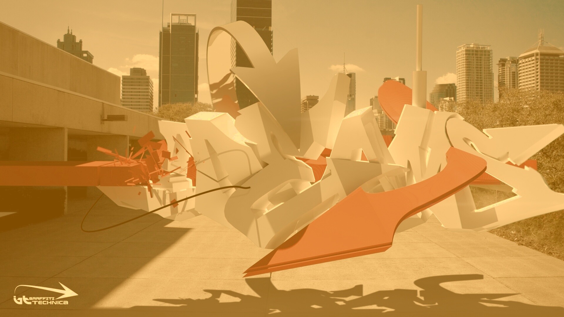 Трехмерное граффити обои