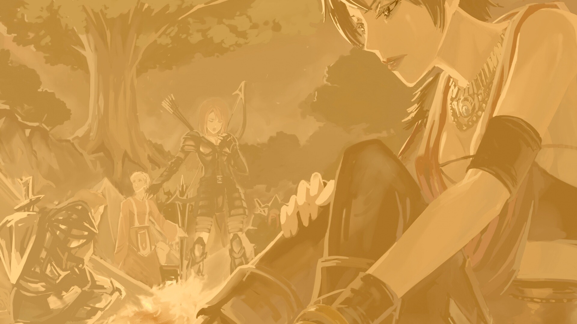 Рисунок Морриган в лагере обои