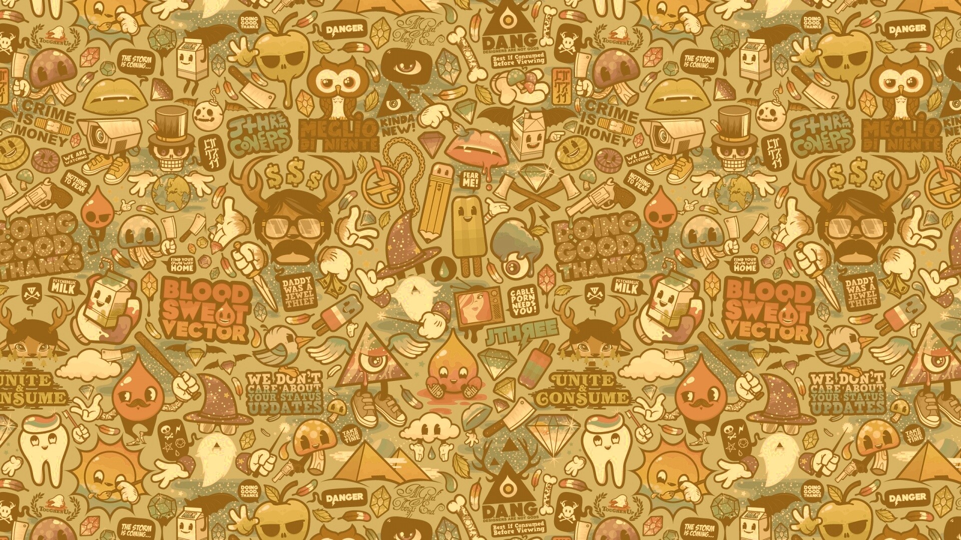 Коллаж из мультяшных картинок обои