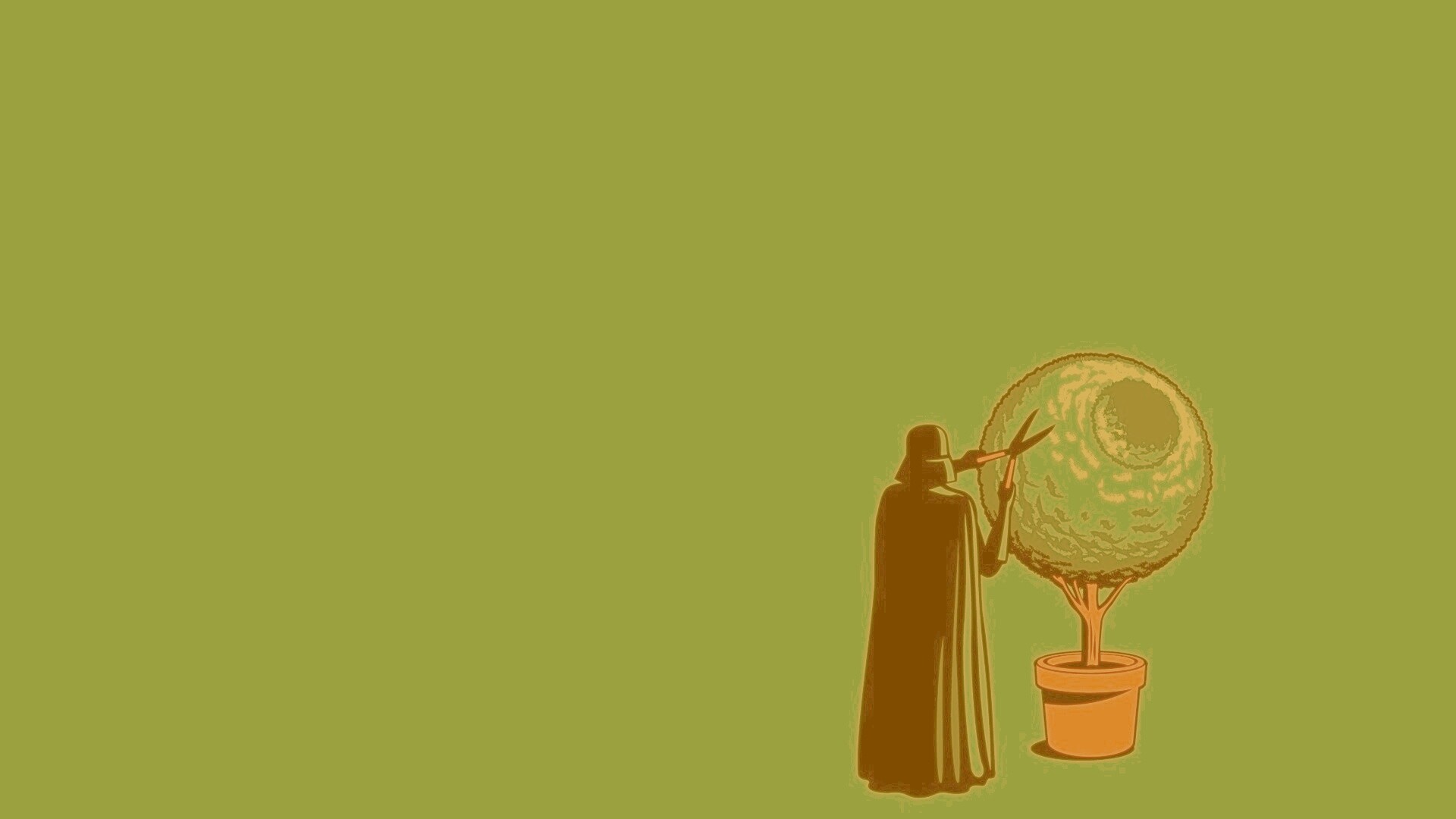 Дарт Вейдер постригает куст обои