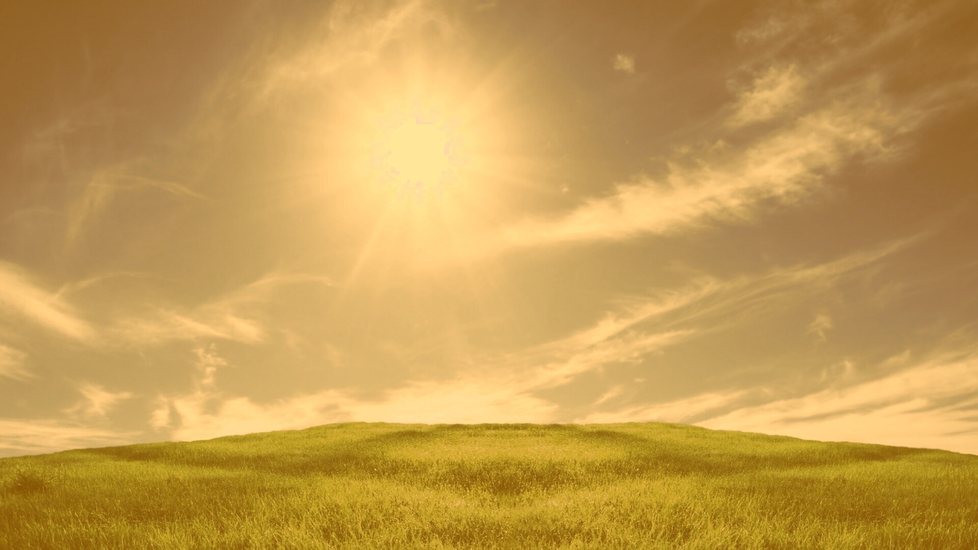 Солнце над холмом обои
