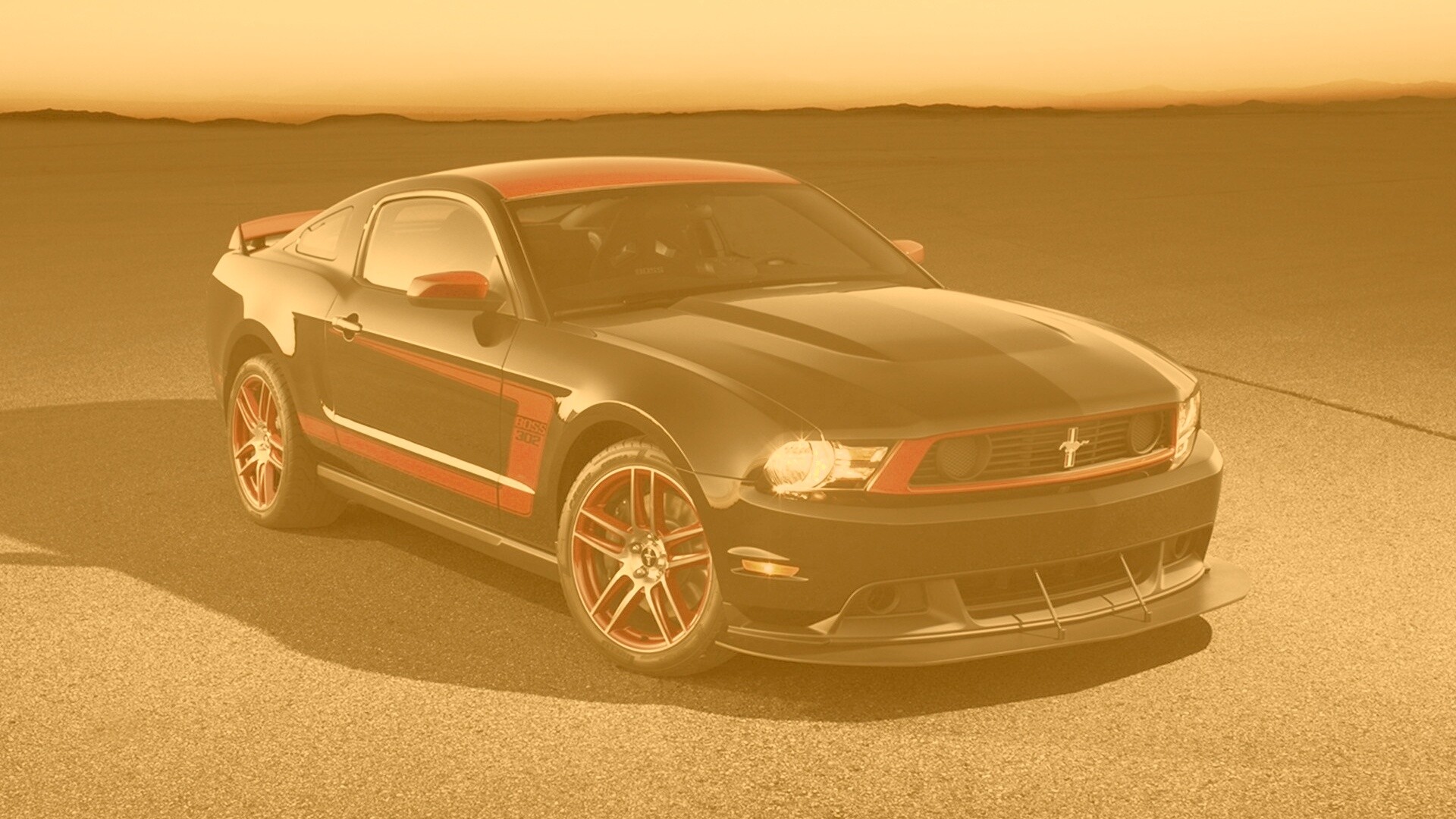 Черный Форд Мустанг с красными полосами обои