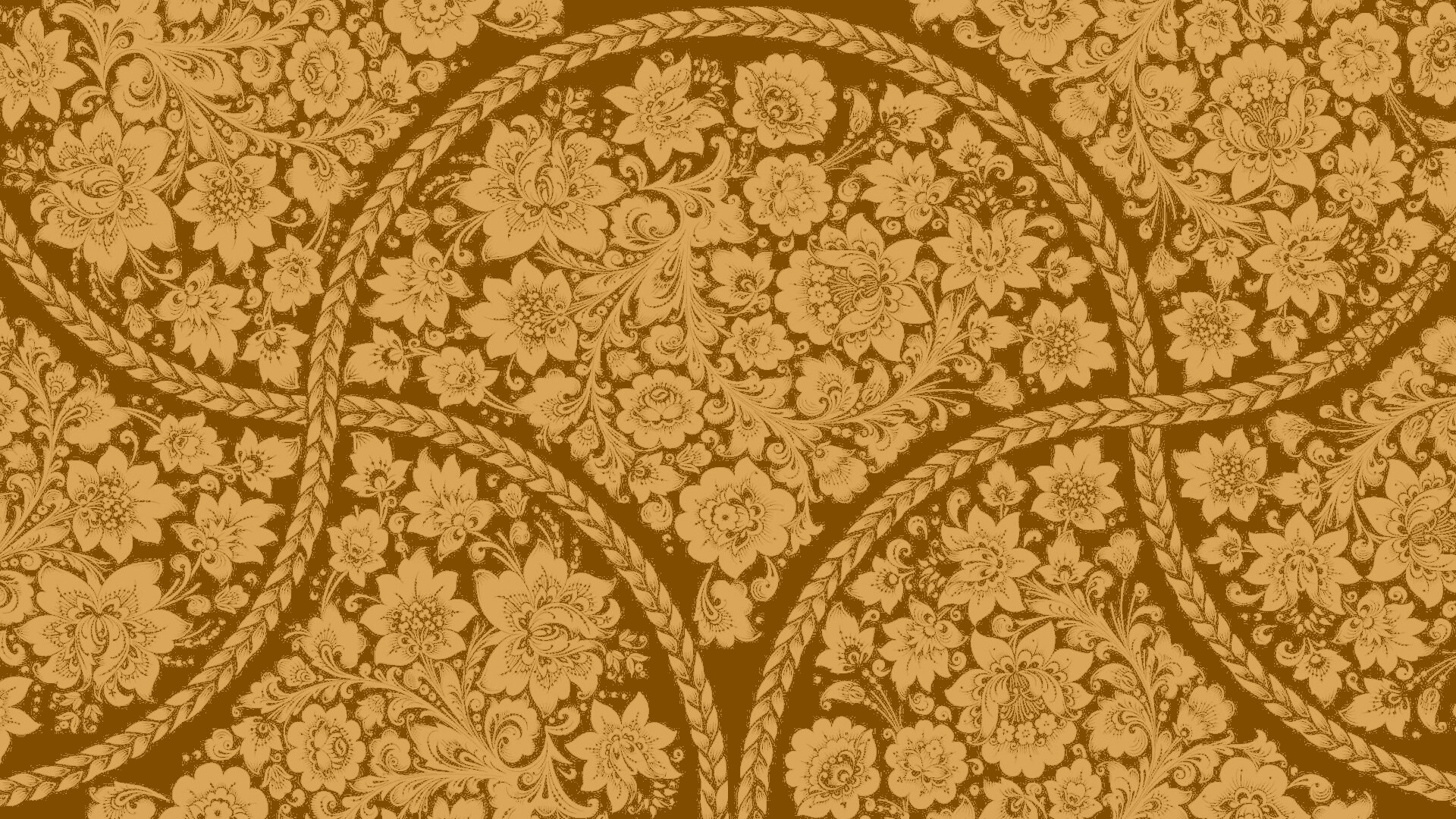 Черный цветастый узор под хохлому обои