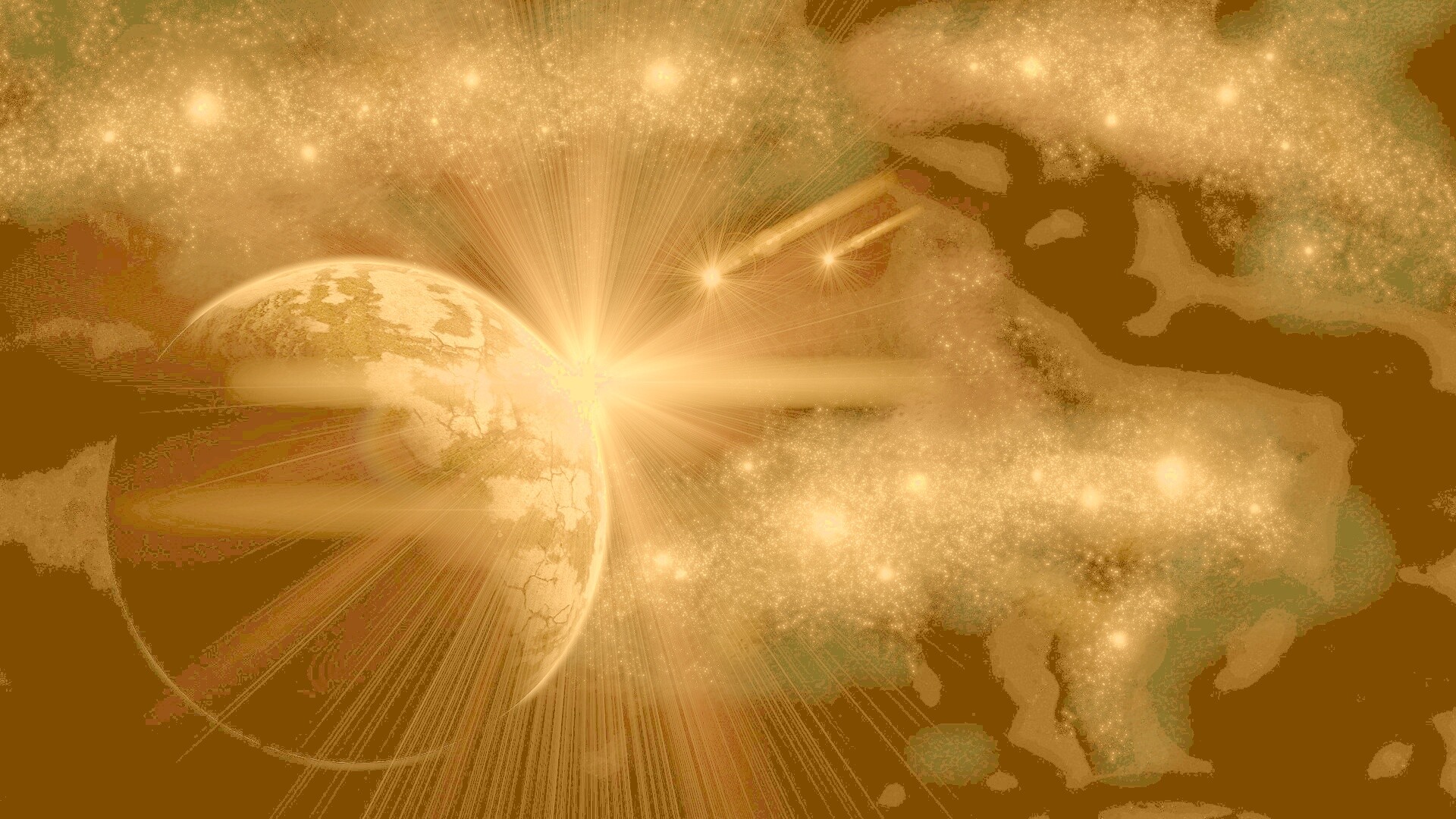 Кометы пролетают вблизи планеты обои