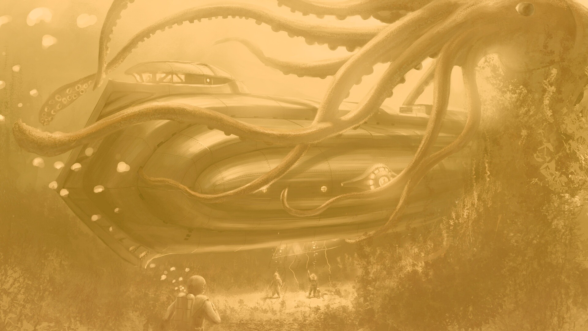 Наутилус в плену щупалец обои