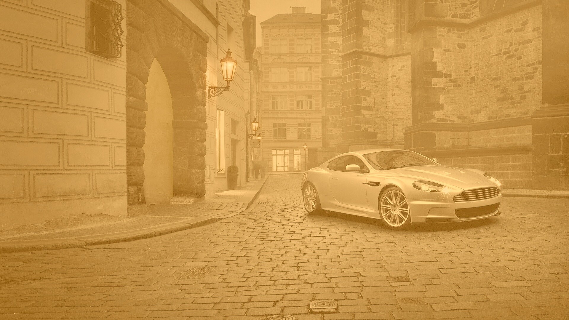 Серебристый Aston Martin обои