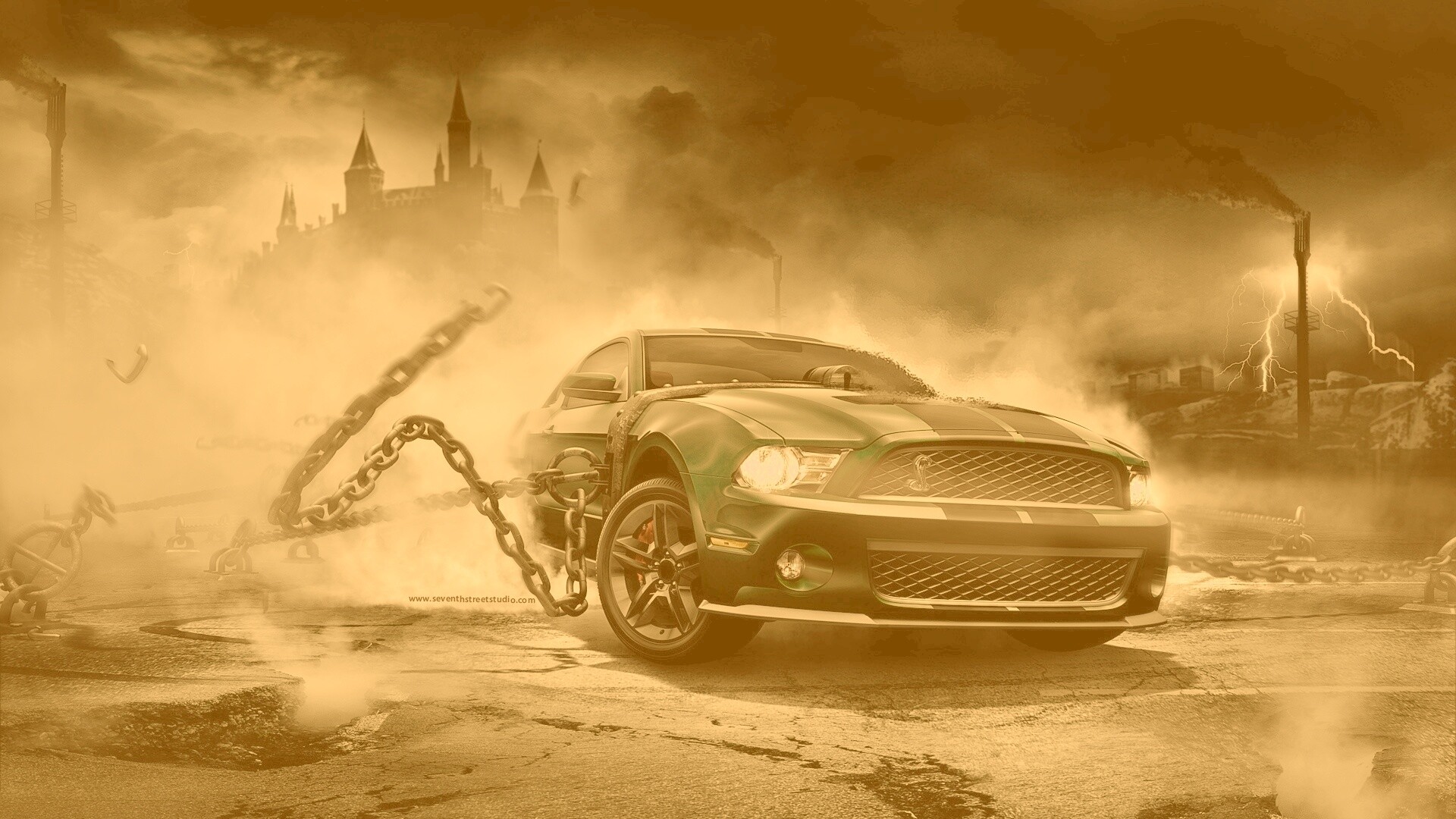 Ford Mustang рвёт цепи обои