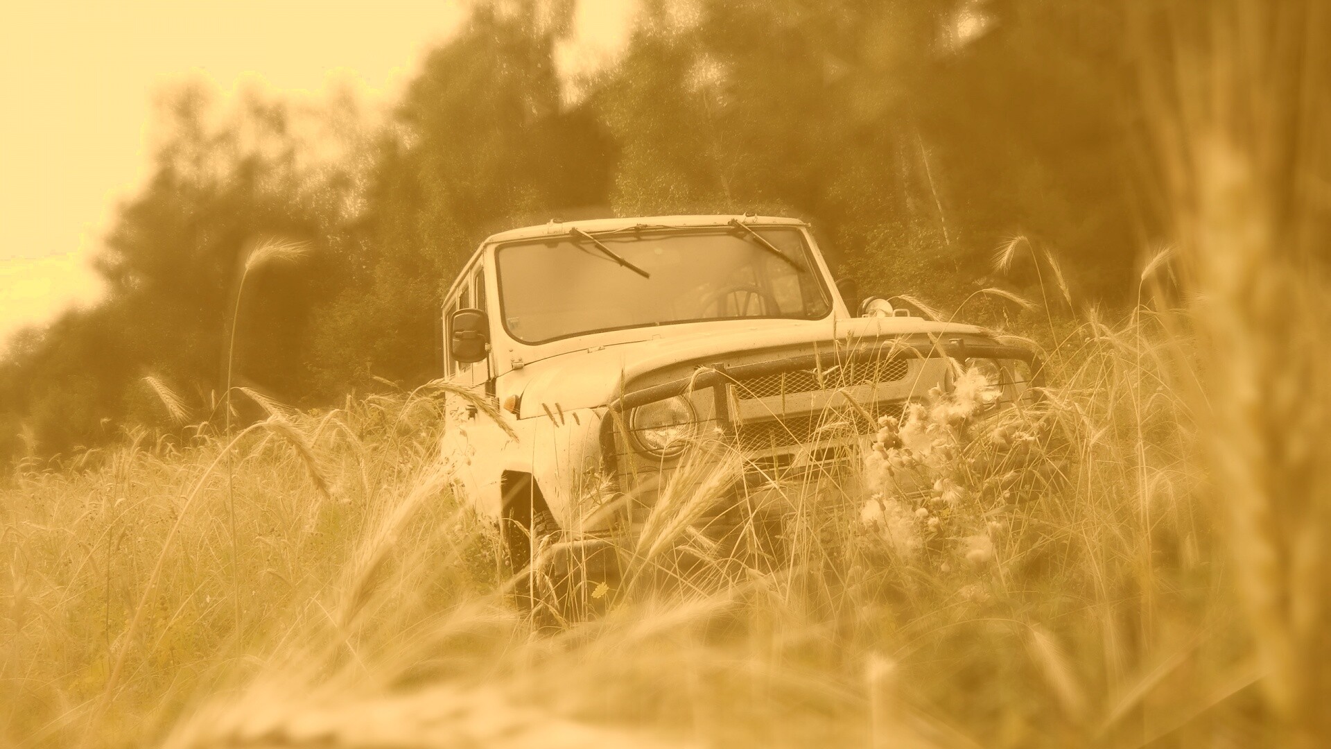 УАЗик в траве обои
