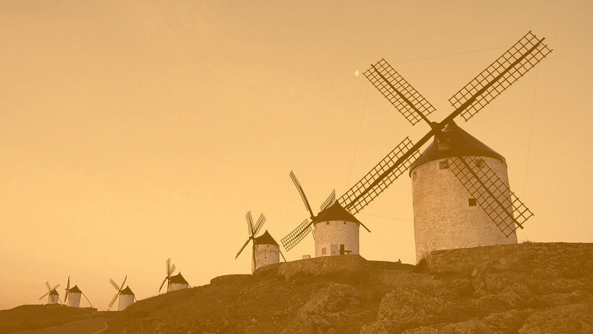 Пейзаж из ветряных мельниц обои