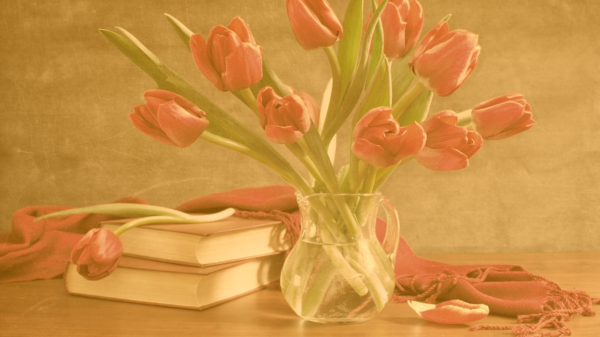 Букет красных тюльпанов обои