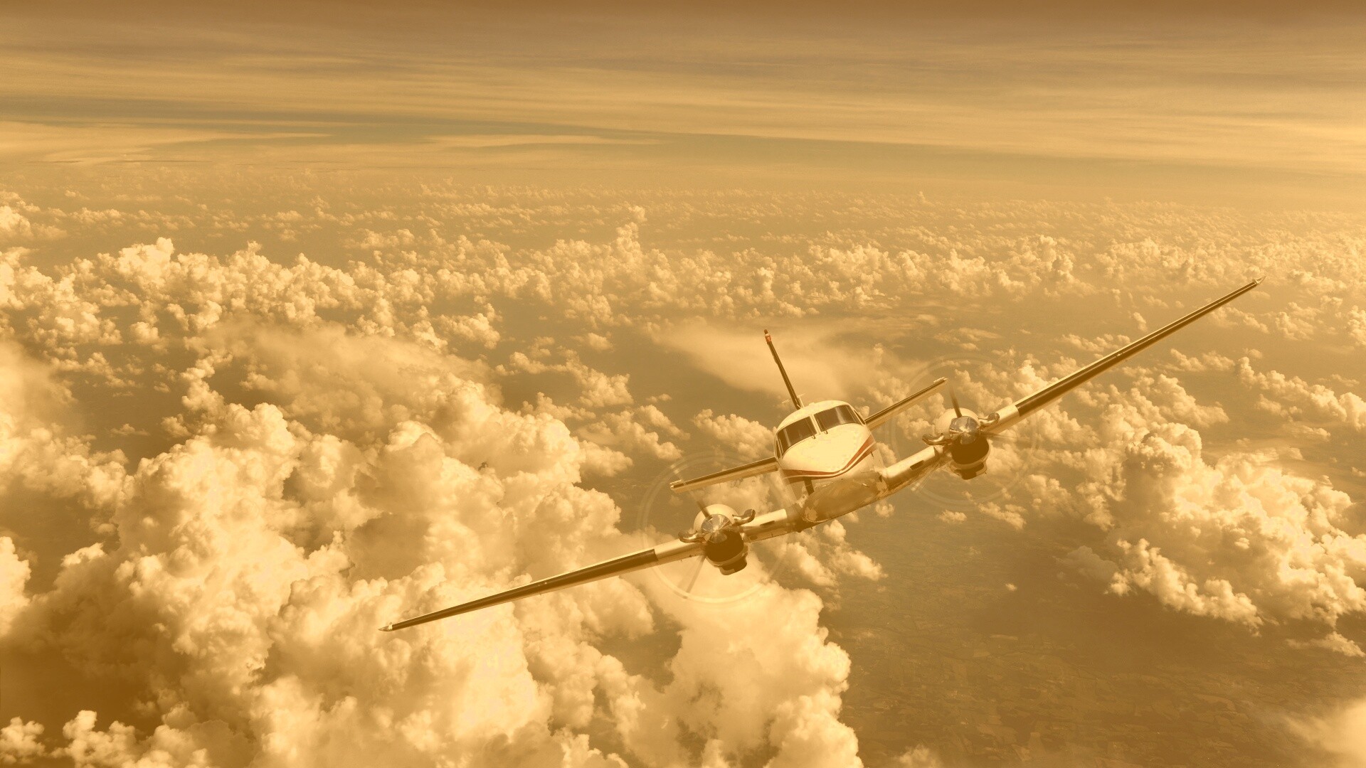 Самолет над облаками обои