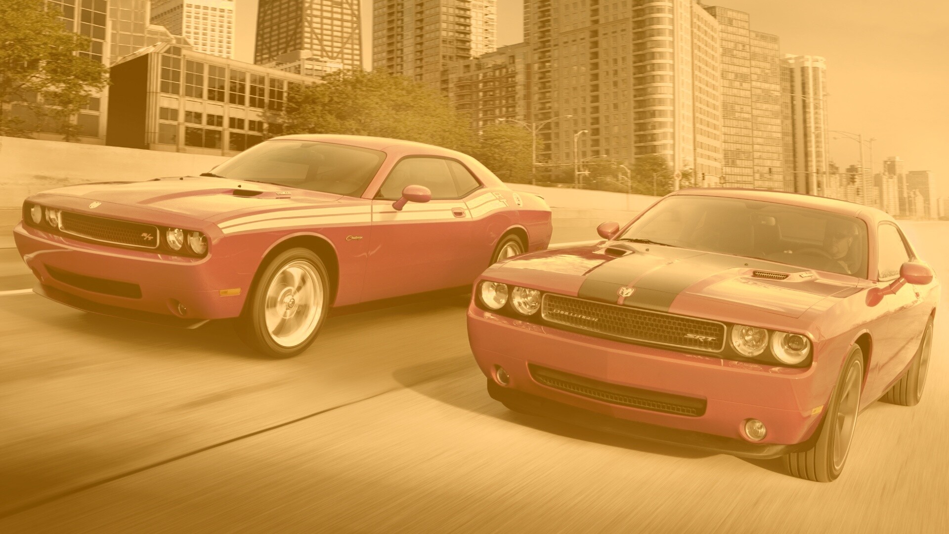 Два розовых мускулкара обои