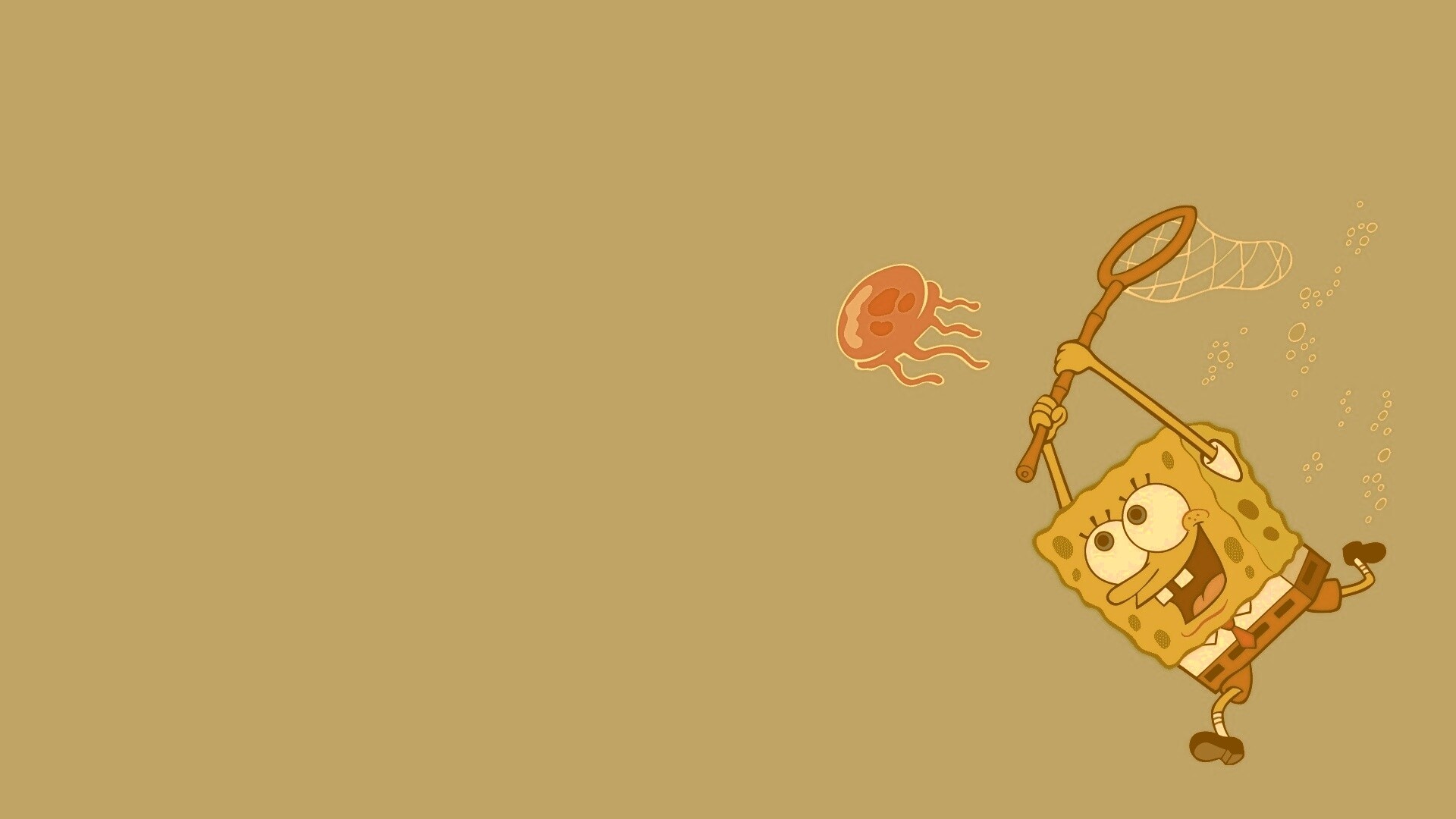 Губка Боб гонится за медузой обои