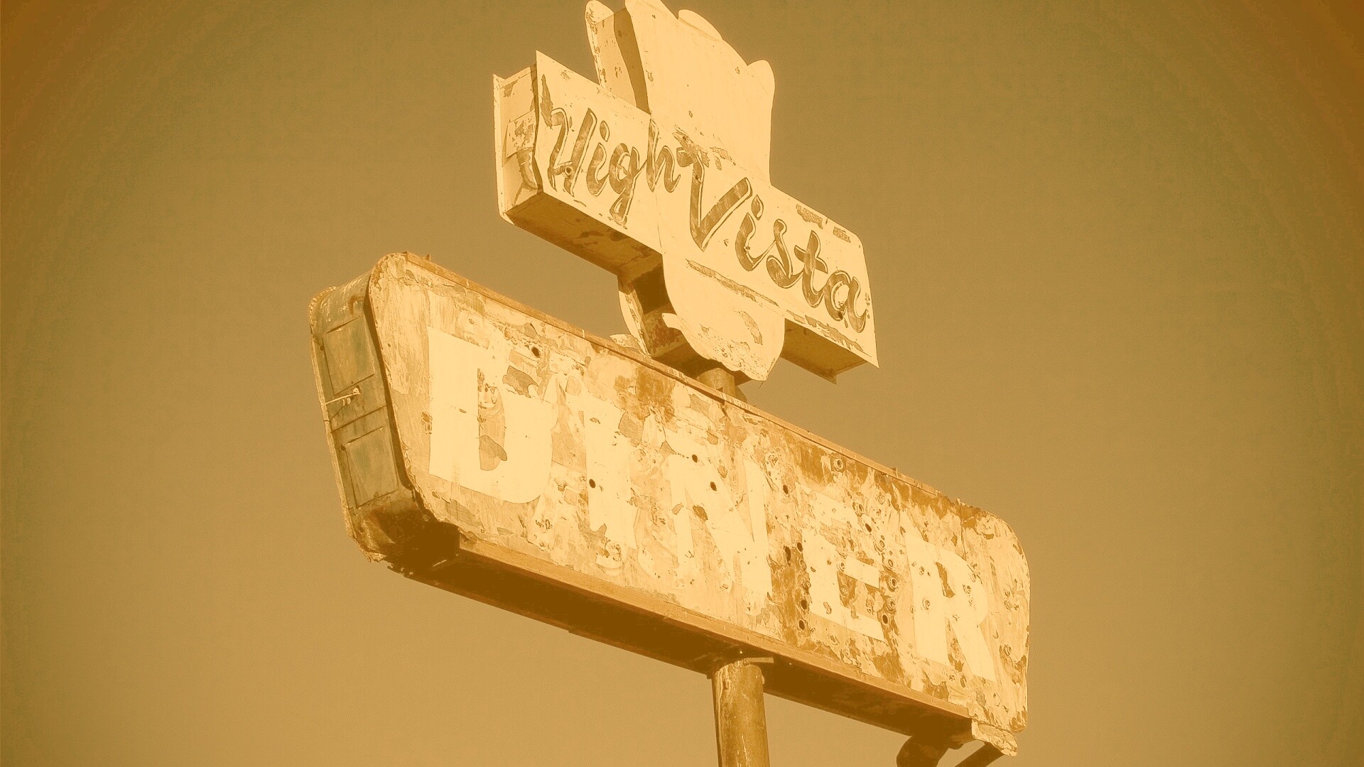 Вывеска заброшенного ресторанчика обои