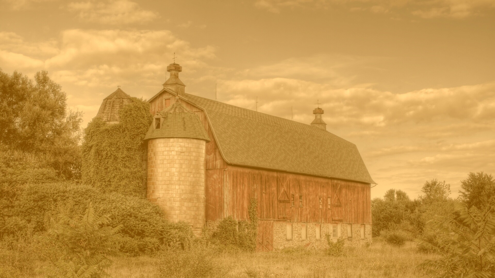 Старый красный амбар обои