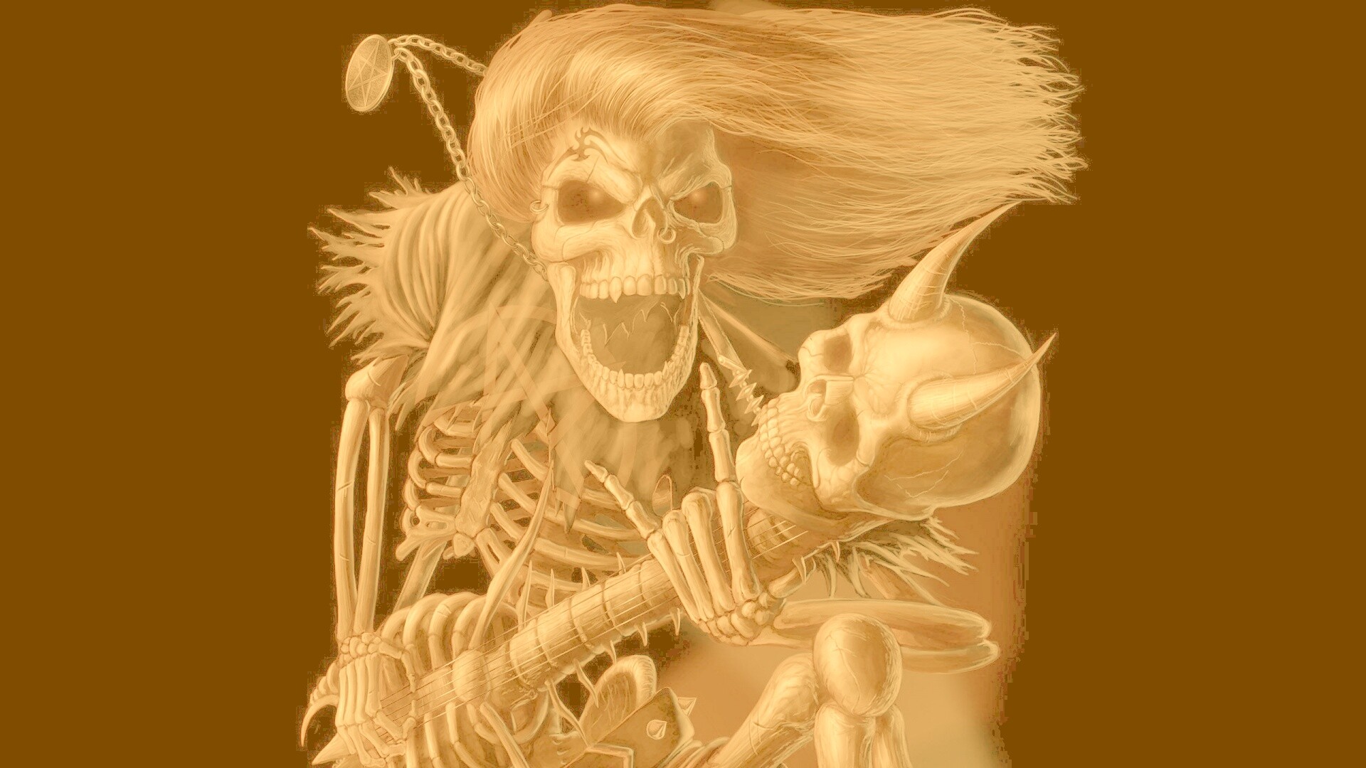 Скелет играет на скелет-гитары обои