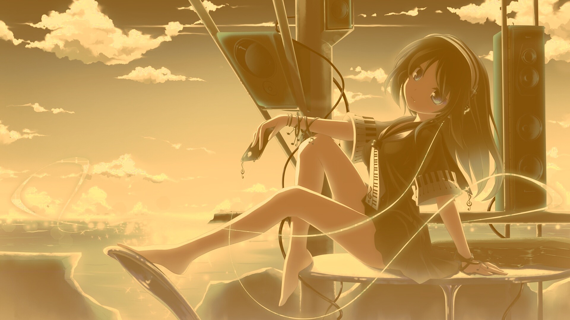 Девочка с плеером обои