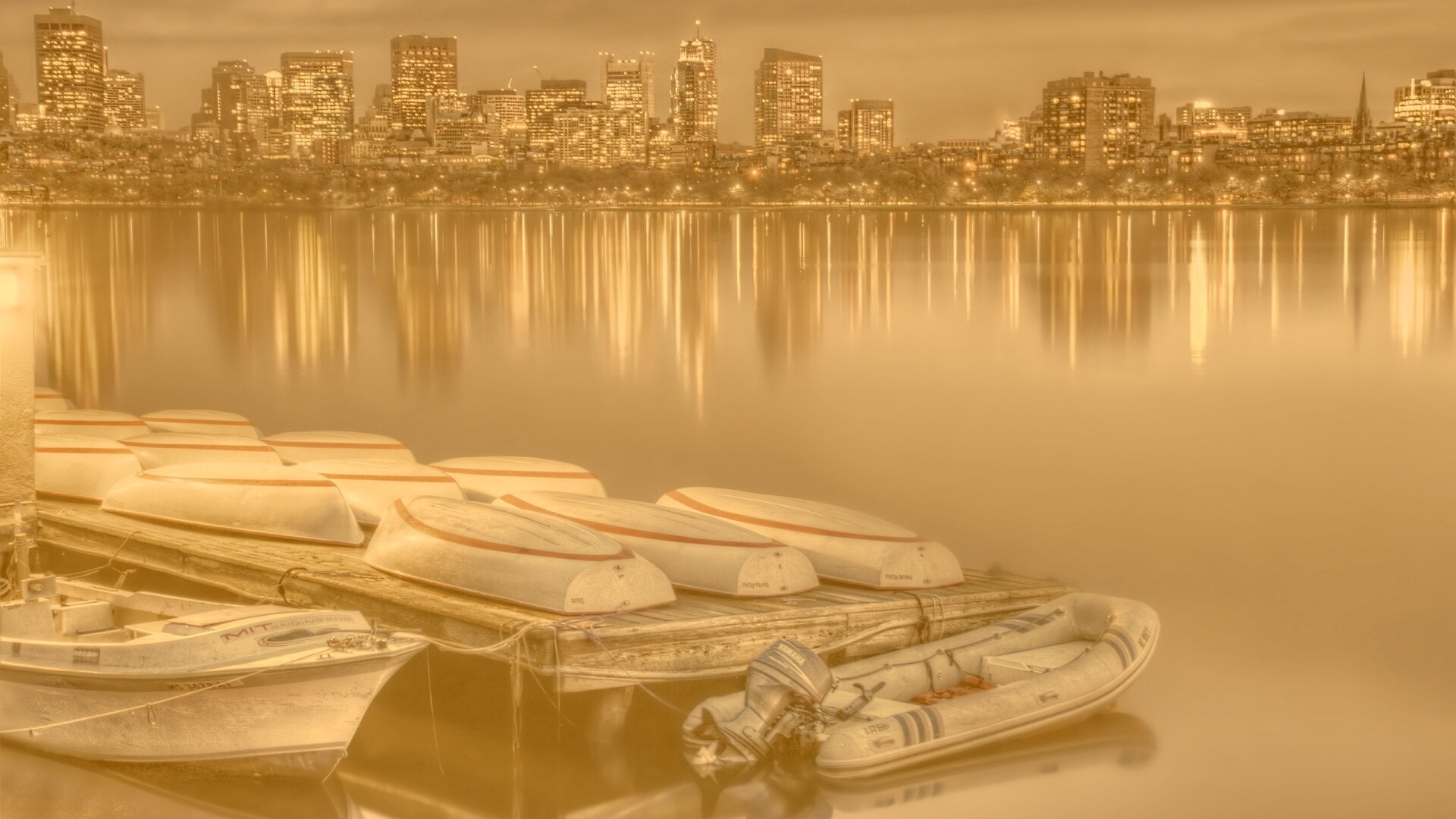 Ночной Бостон обои