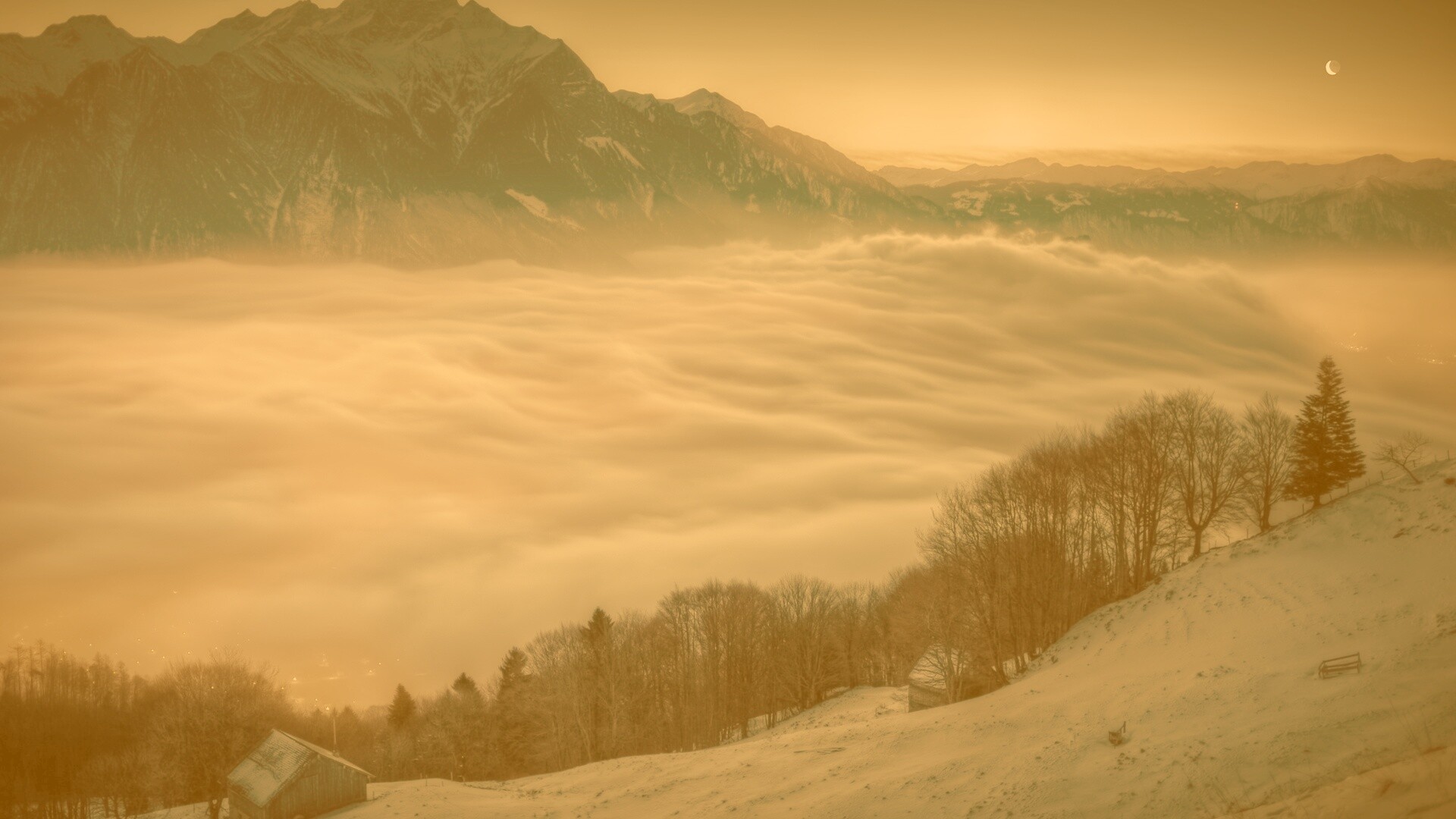 Туман в долине обои