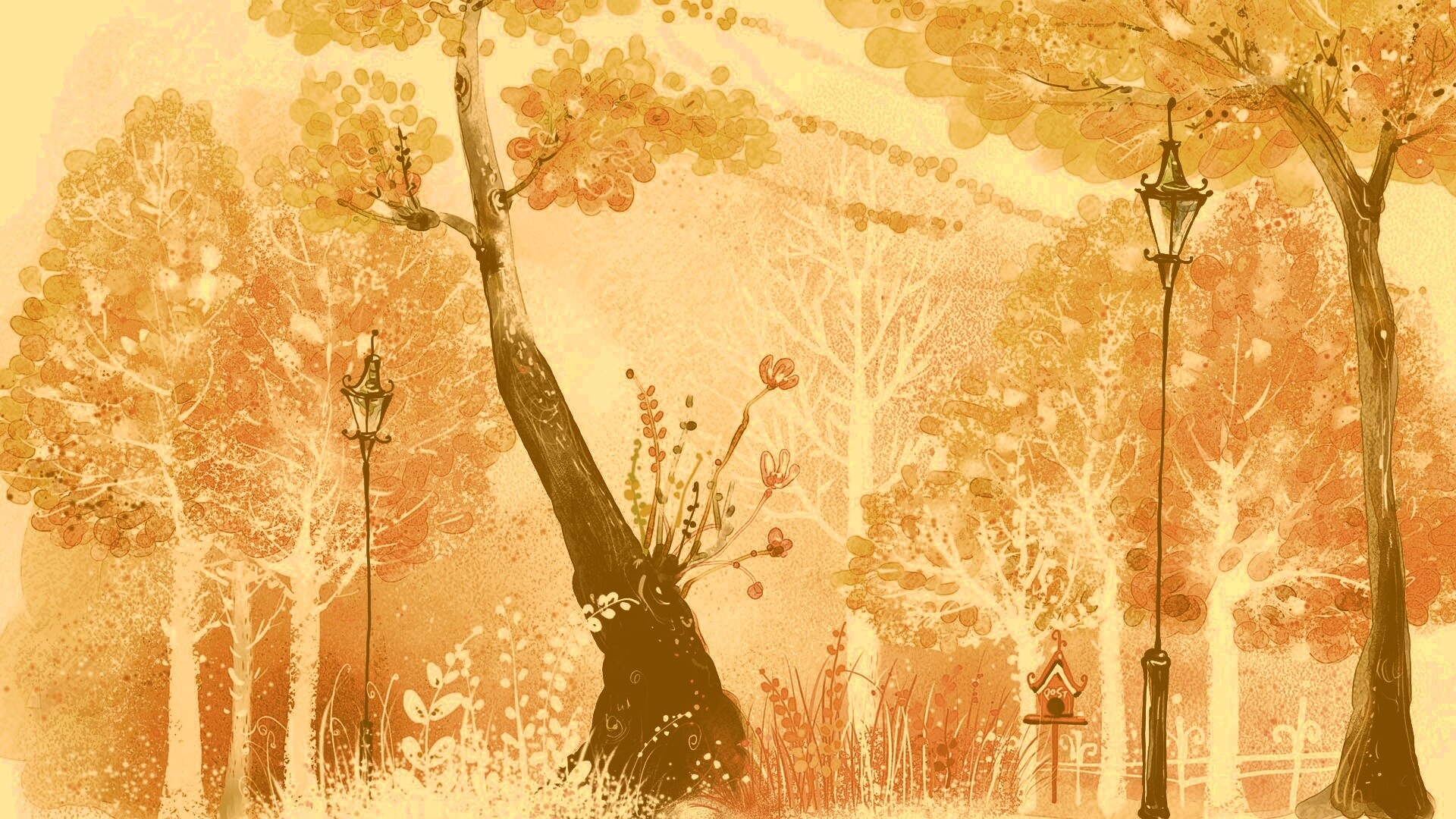 Фонари в парке обои
