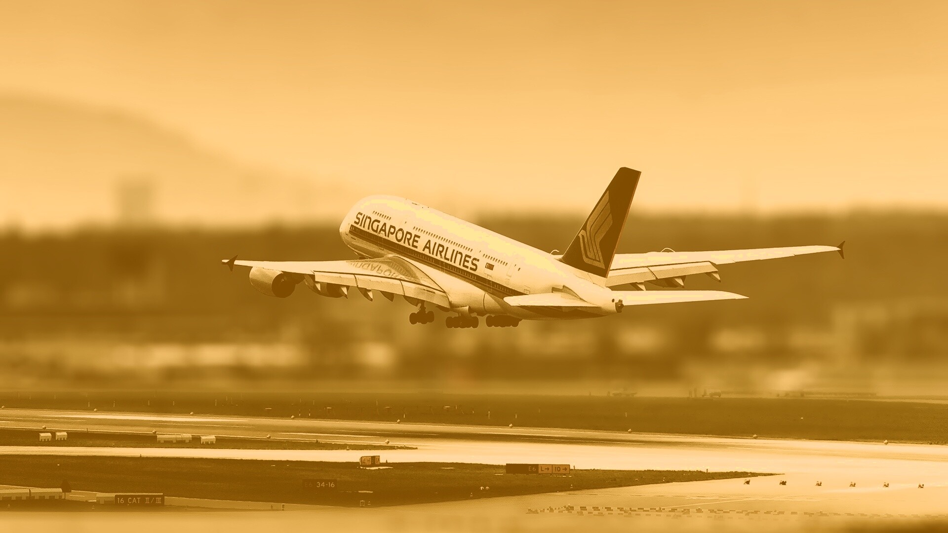 Взлет гражданского самолета обои