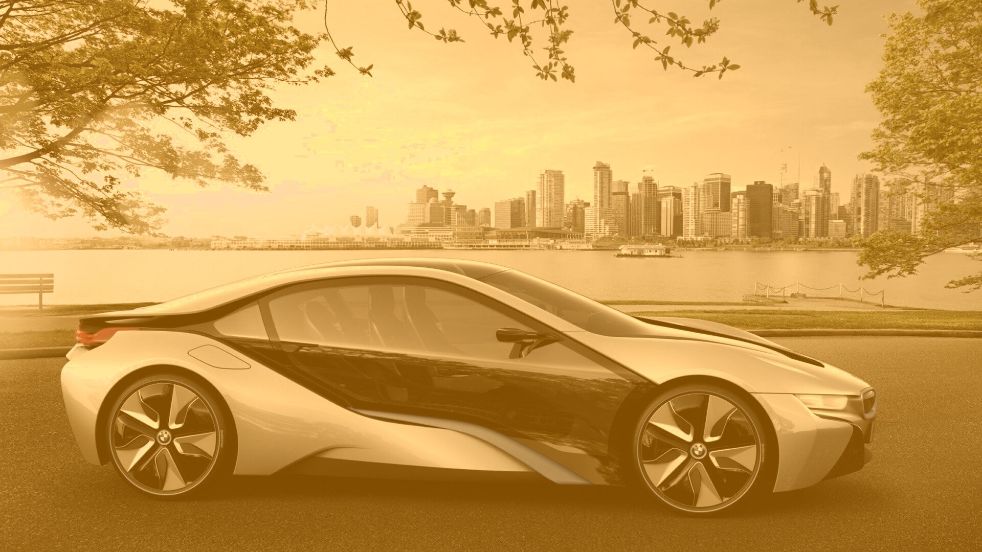 Концепт БМВ на берегу озера обои