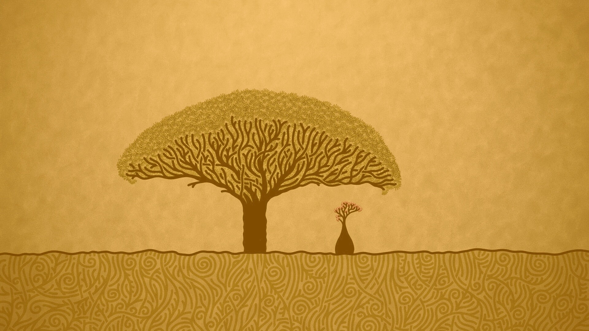 Нарисованное деревце обои