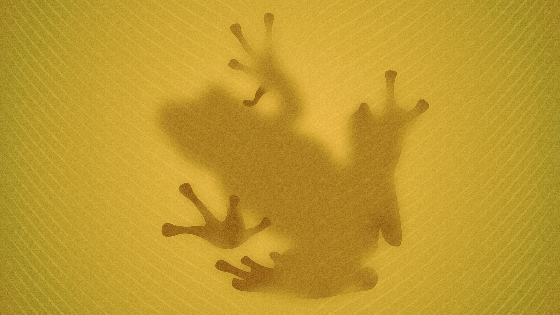 Силуэт лягушки просвечивает сквозь зеленый лист обои