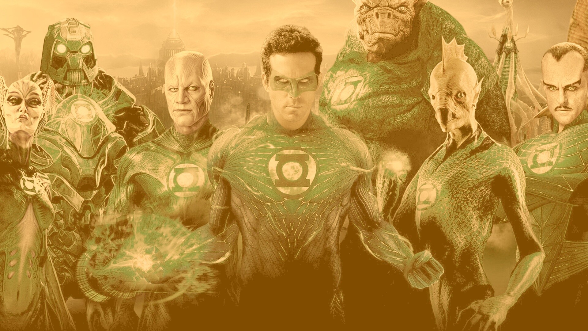 Зелёные фонари обои