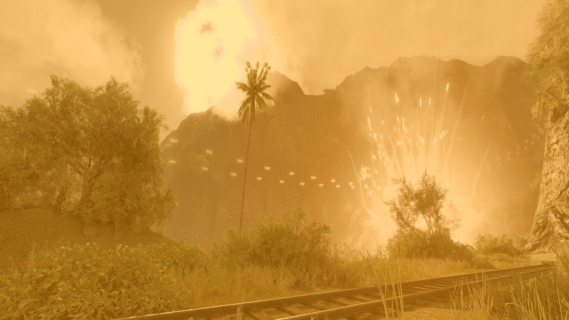 Взрыв в кустах обои