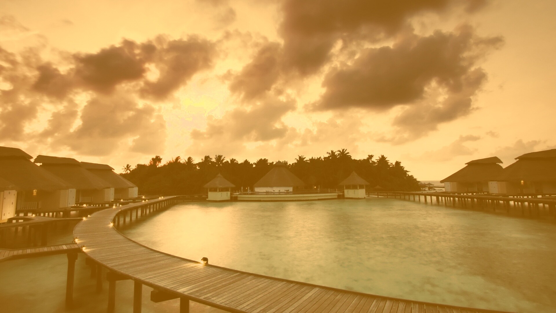 Бунгало на воде обои