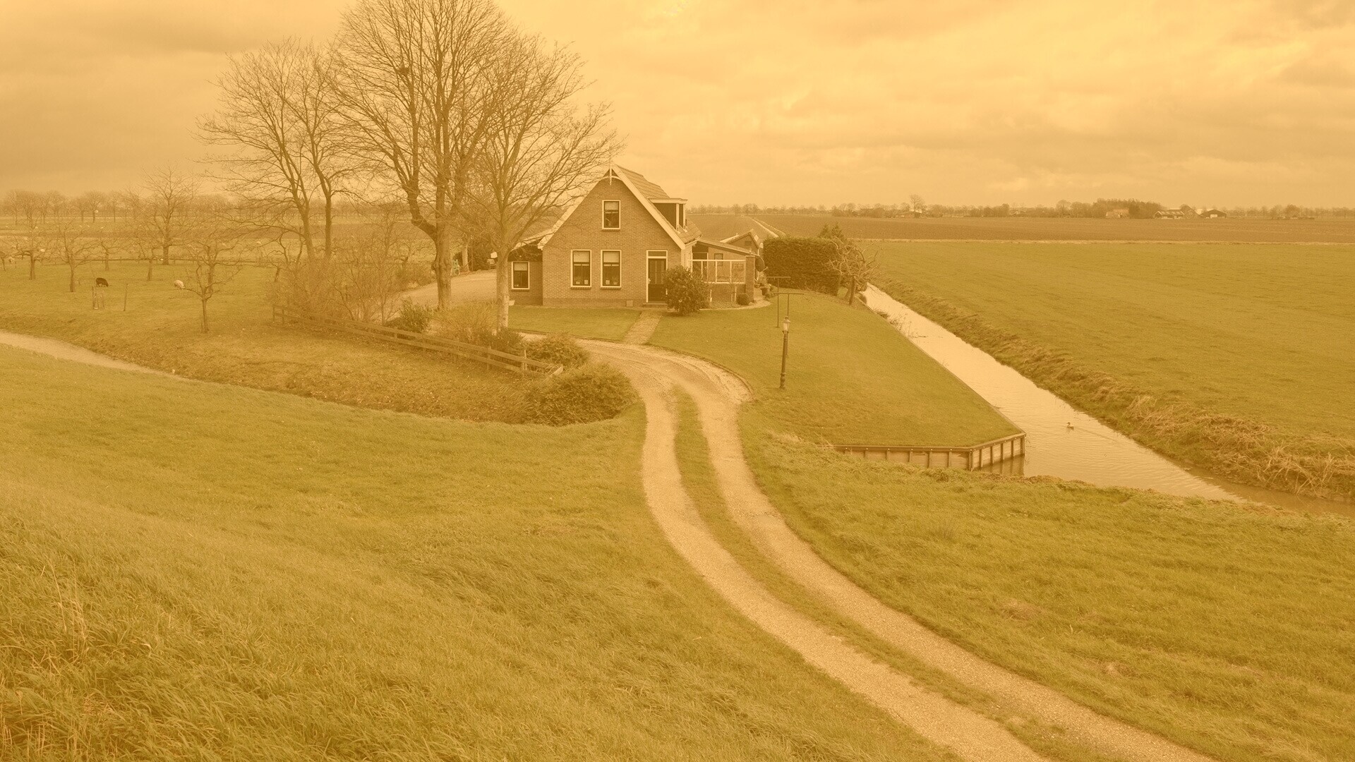 Дом в поле обои