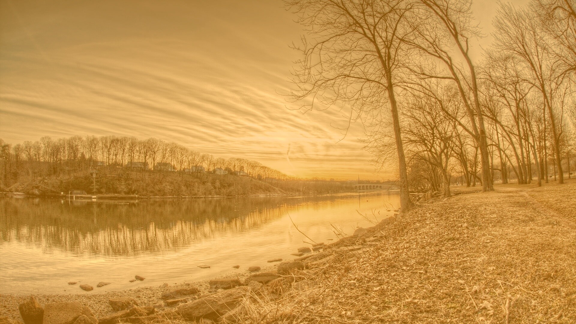 Осенний закат обои