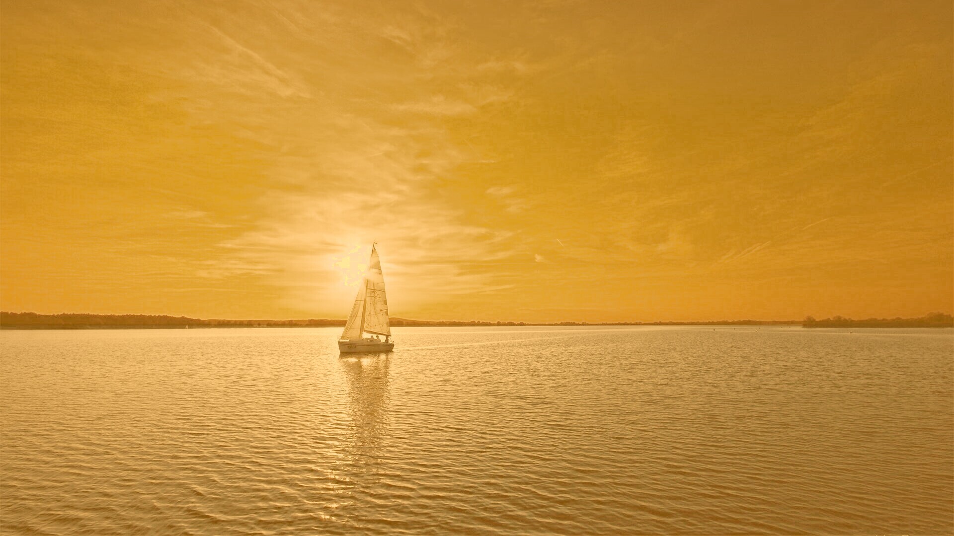 Яхта на закате обои