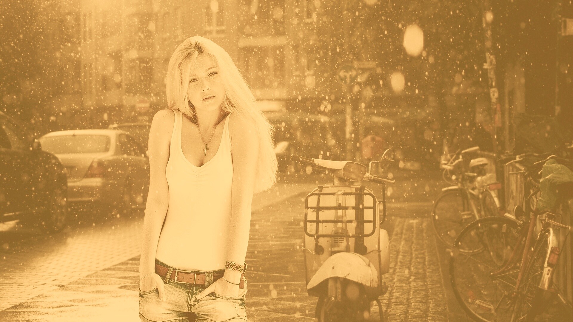 Девушка и плохая погода обои