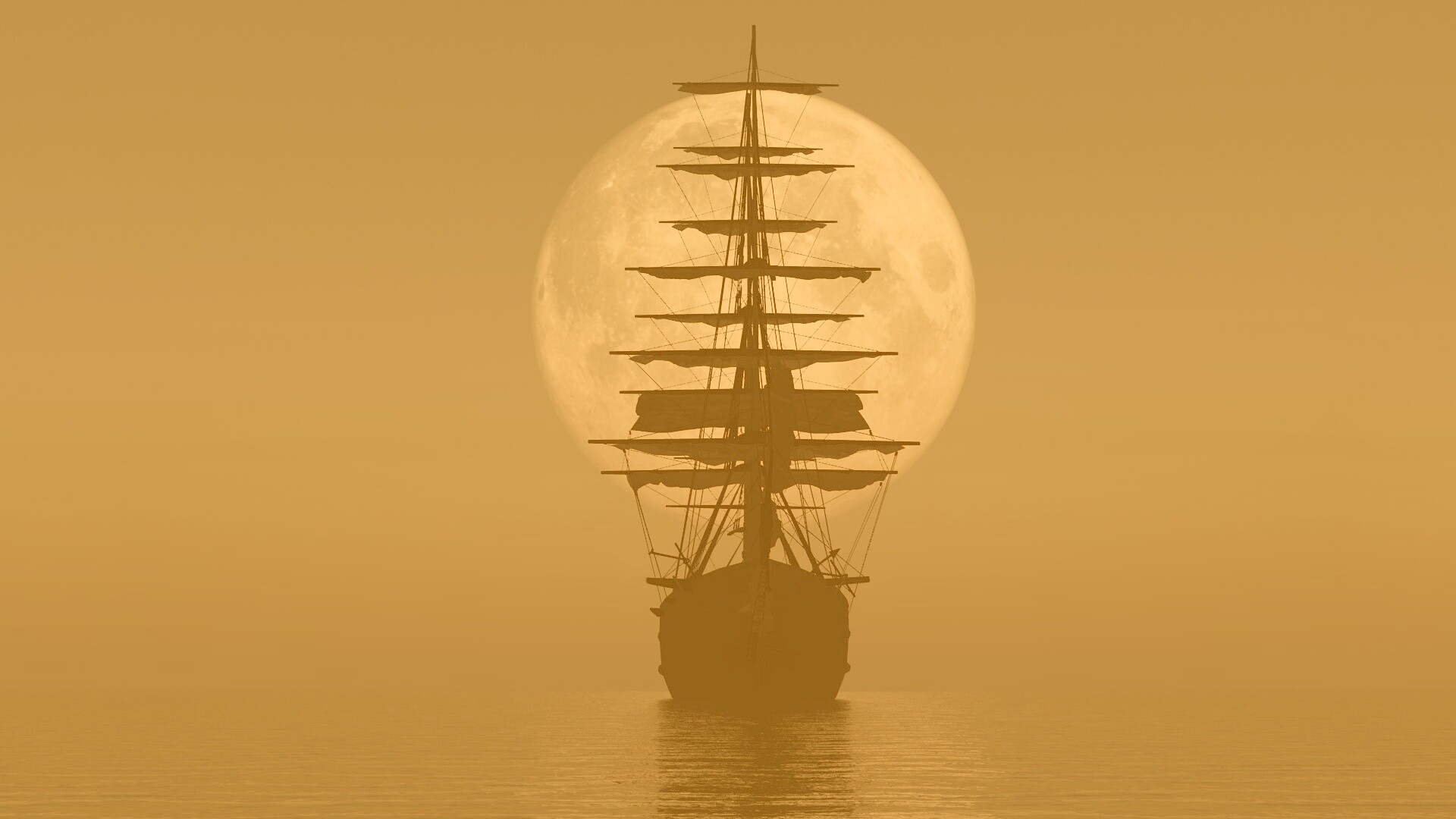 Корабль со спущенными парусами обои