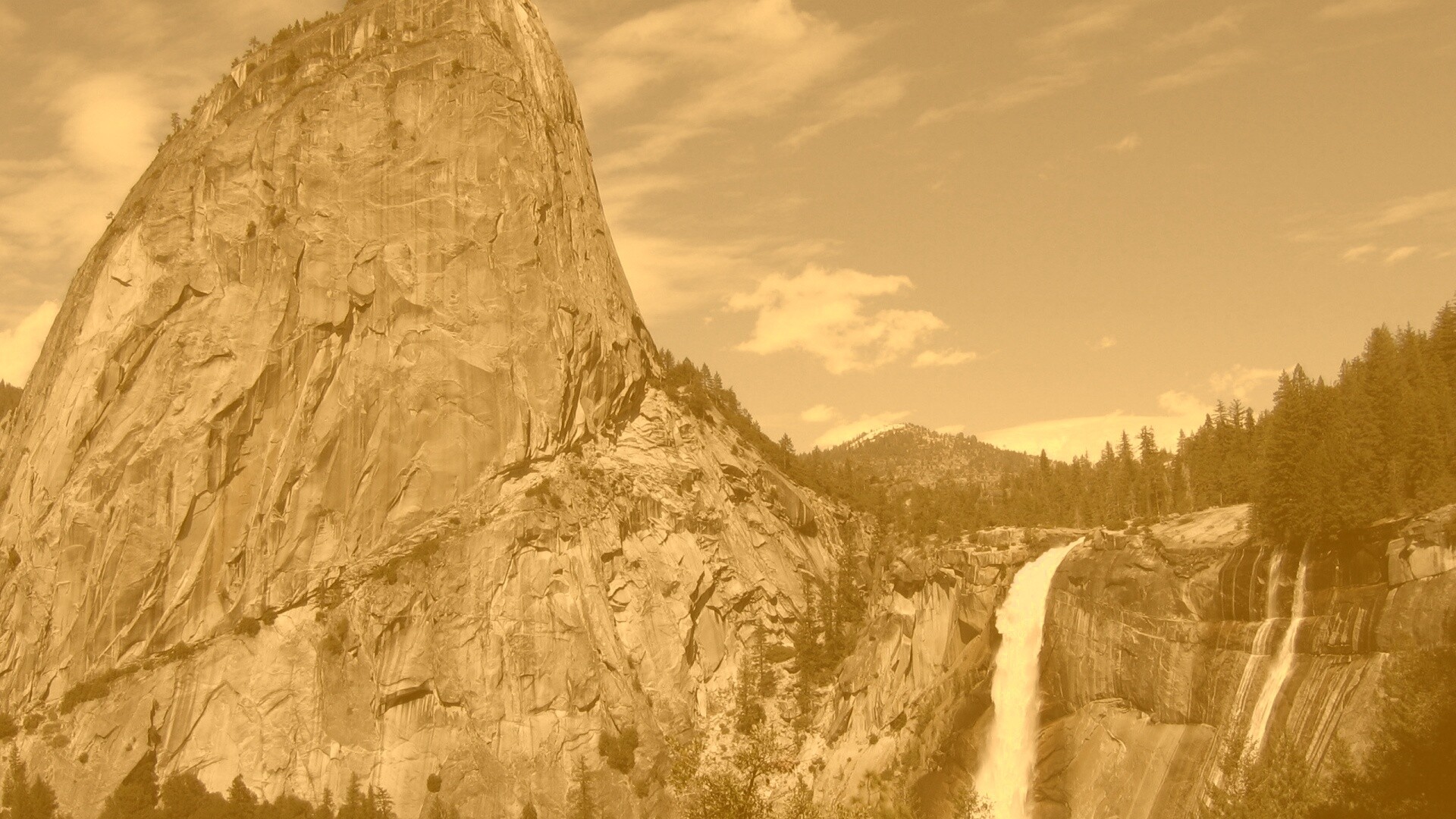 Скалы и водопад обои