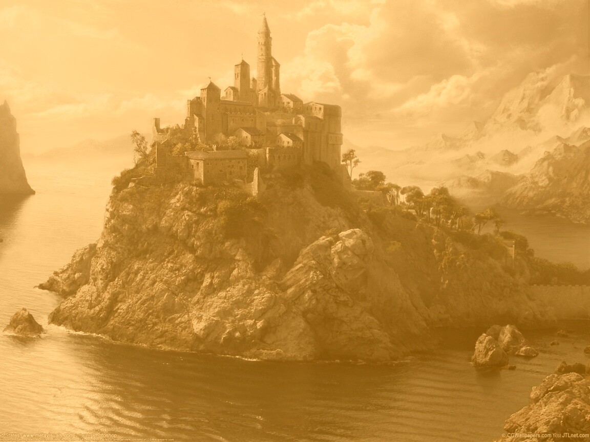 Замок на скале обои