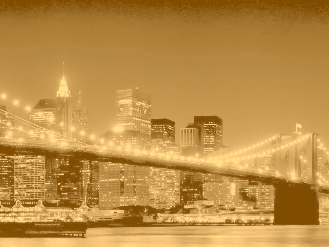 Вид на ночной Нью-Йорк обои