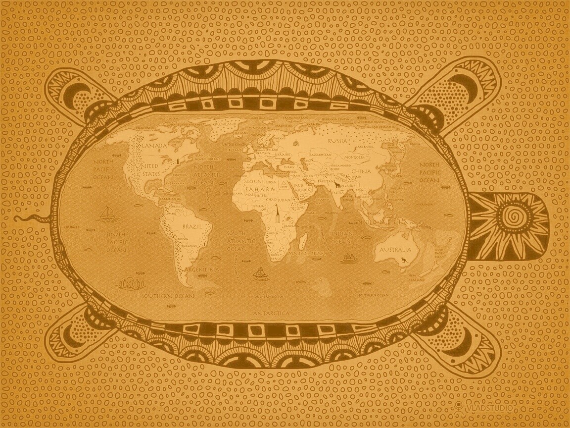 Карта мира на черепахе обои