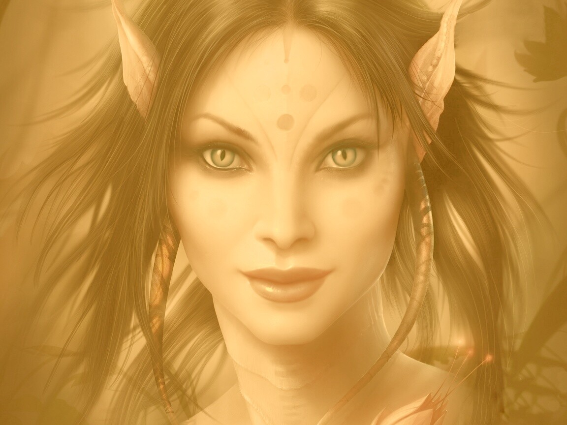 Эльфийка с кошачьими глазами обои