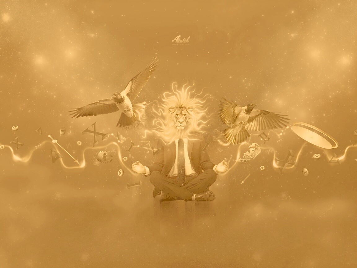 Мужчина с головой льва обои