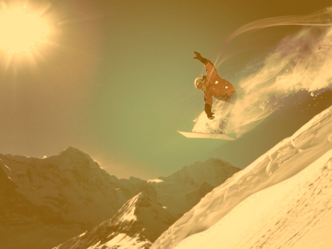 Сноубордист в прыжке обои