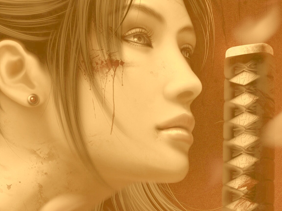 Японка с катаной обои