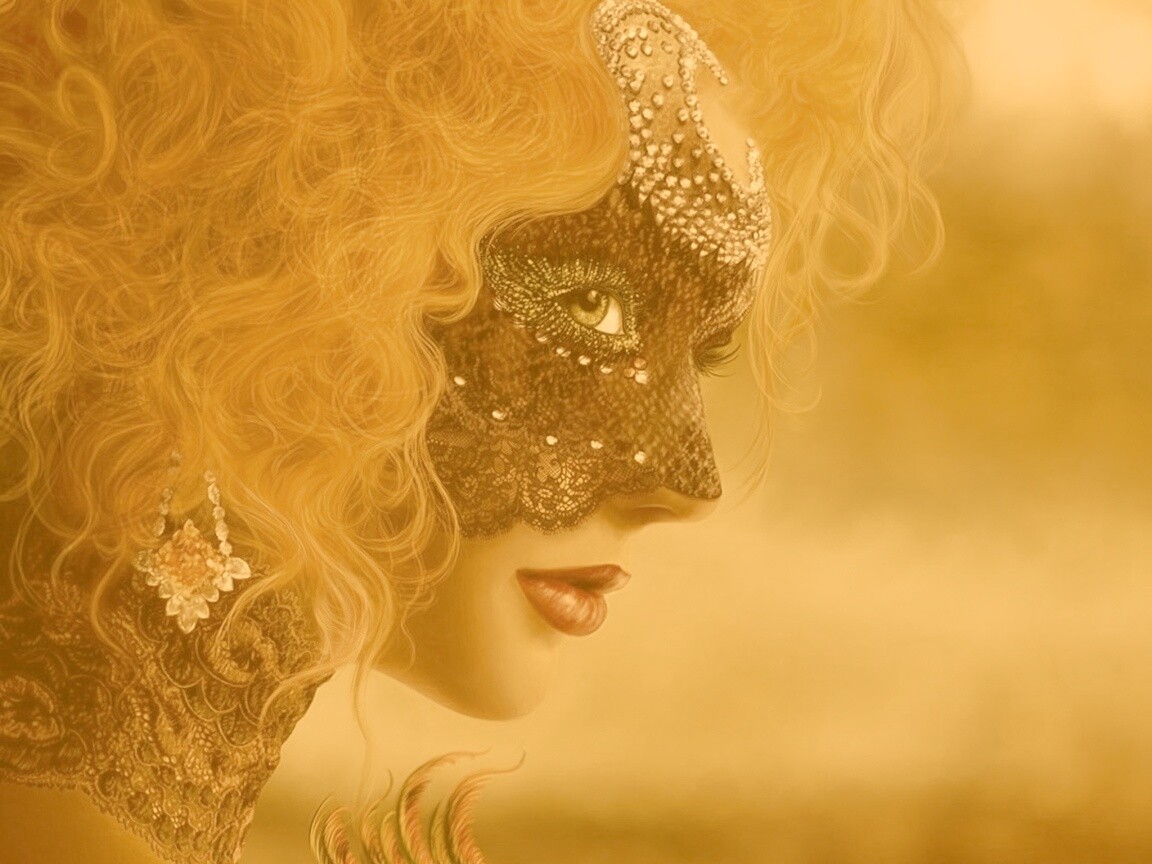 Девушка в карнавальной маске обои